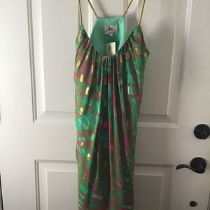 AN ORIGINAL MILLY NEW YORK SILK METALLIC DRESS. 8